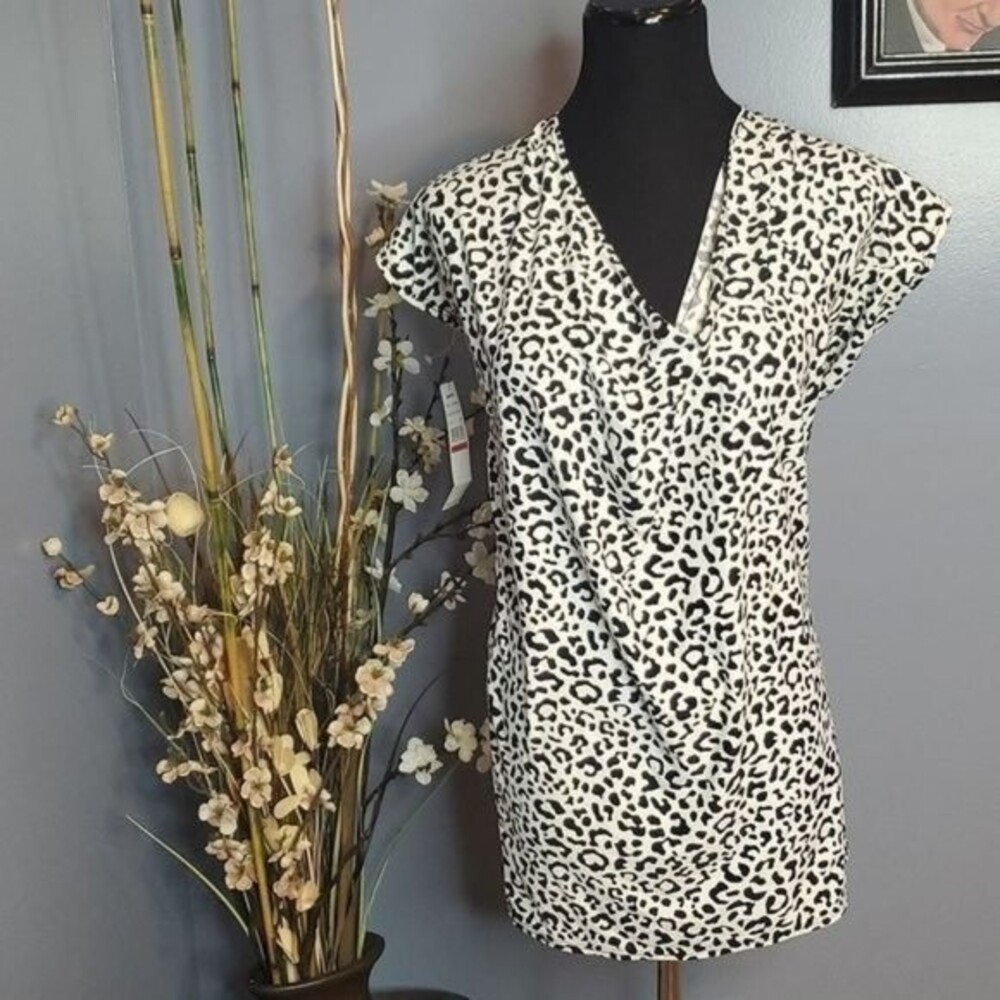 DKNY Donna Karan Leopard Print Cowl Dress Coverup Sz Petite NWT